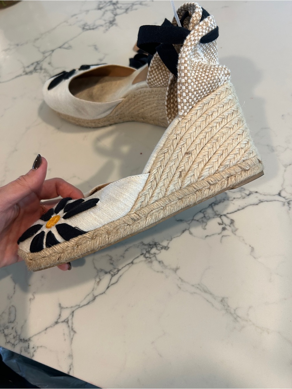 Hard to Find Castañer Candace Daisy Linen Wedge Espadrilles size 40 (9) - Picture 3 of 10